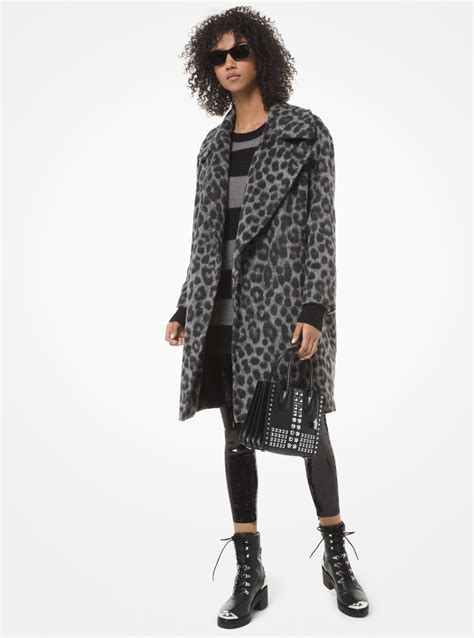 michael kors snow leopard jacquard coat|MICHAEL Michael Kors Leopard Jacquard Cocoon Coat on .